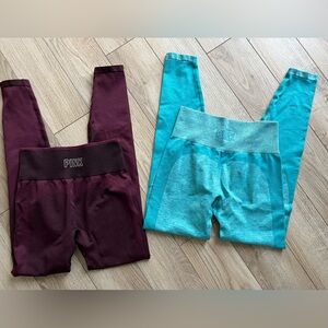PINK Victoria's Secret Burgundy and Teal Leggings Seamless